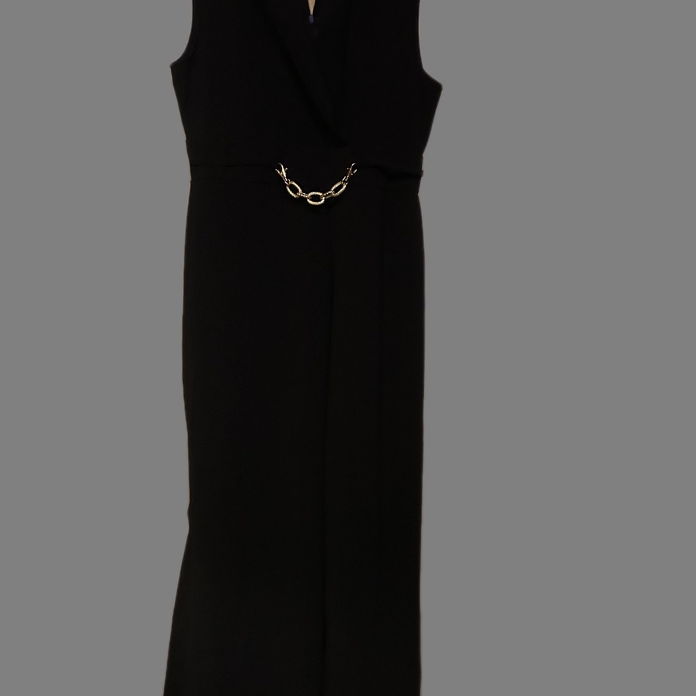 No Boundaries Black Jumpsuit with Gold Accent